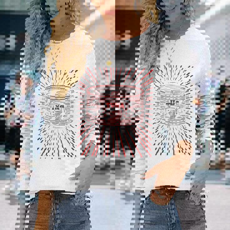 マグロ缶 長袖Tシャツ 彼女への贈り物