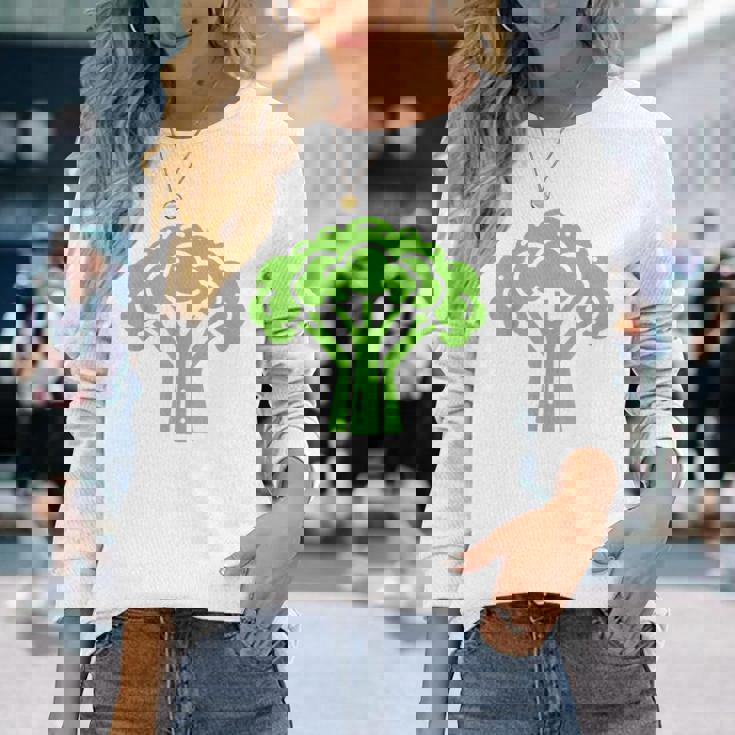 ミニマリスト かわいい ブロッコリー シンプルな野菜 ブロッコリー 長袖Tシャツ 彼女への贈り物