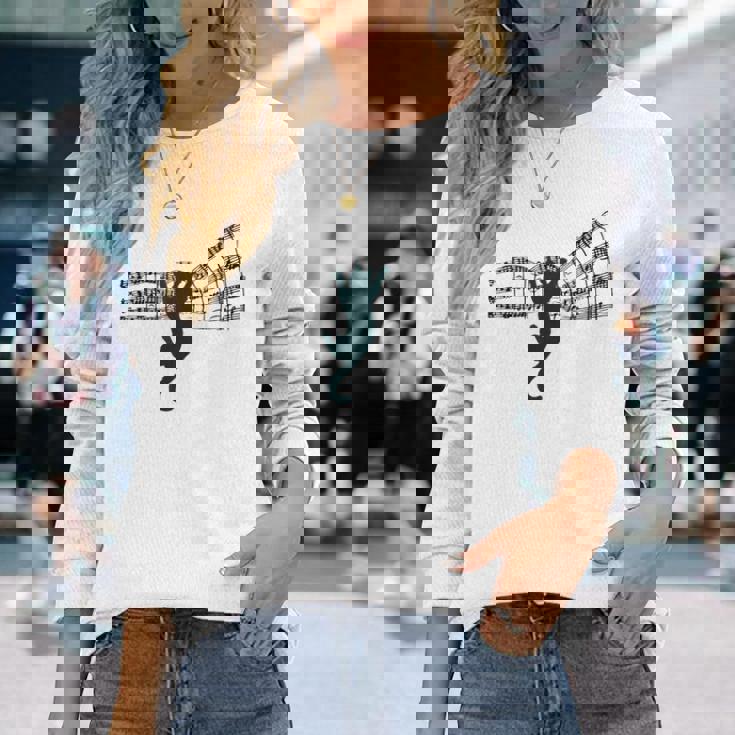 ミュージカル 楽譜上の猫 楽譜 長袖Tシャツ 彼女への贈り物