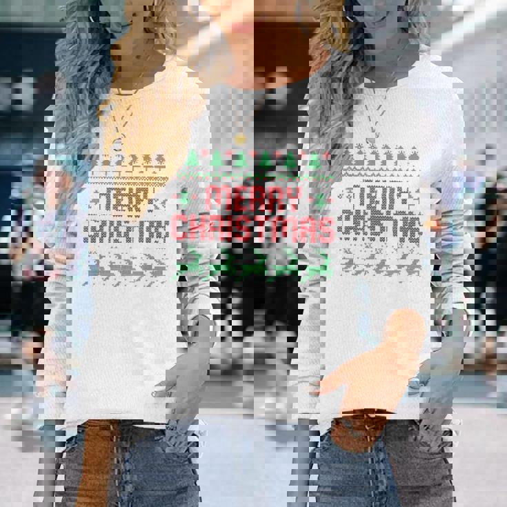 メリー・クリスマス 長袖Tシャツ 彼女への贈り物