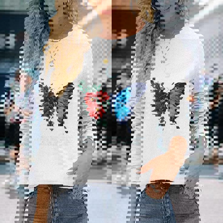 モナーク 蝶 天体 蝶 太陽 月 満ち欠け マジカル。 長袖Tシャツ 彼女への贈り物