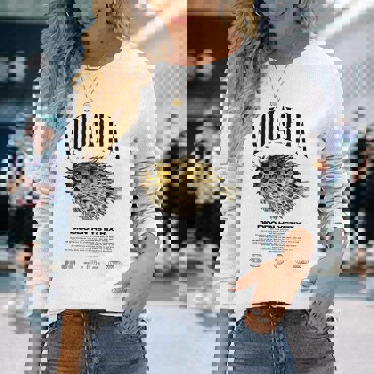 ヤマアラシ フグ 魚飼い モダンストリートウェア 長袖Tシャツ 彼女への贈り物