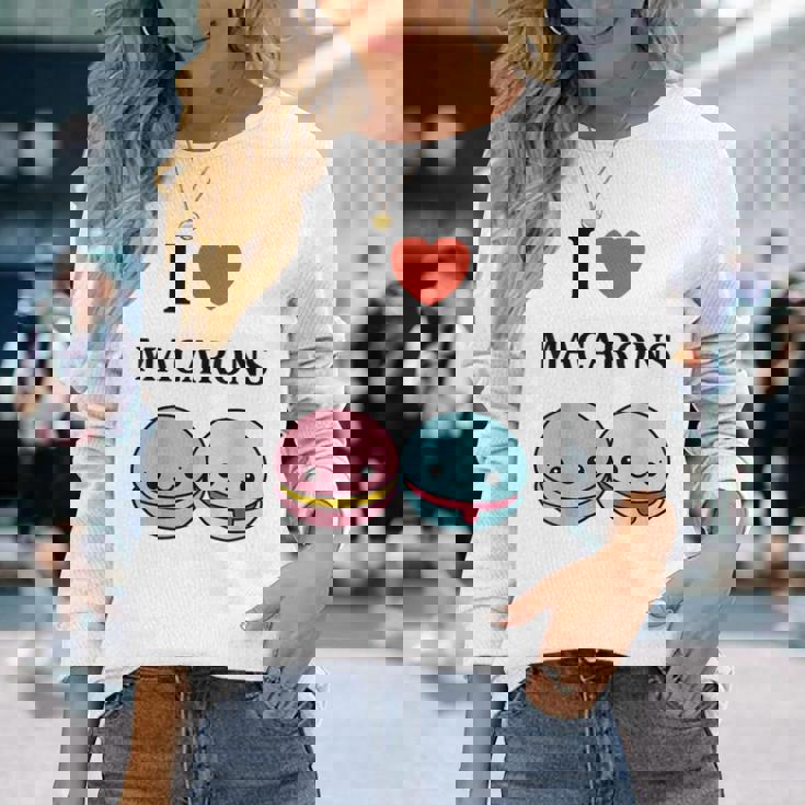 ユーモアマカロン フランスのデザートペストリー マカロンが大好き 長袖Tシャツ 彼女への贈り物