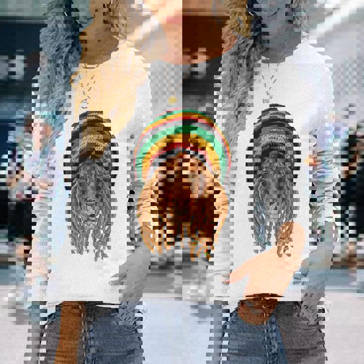 ラスタライオン ジャマイカ ラスタファリ カラーギフト レゲエ愛好家に 長袖Tシャツ 彼女への贈り物