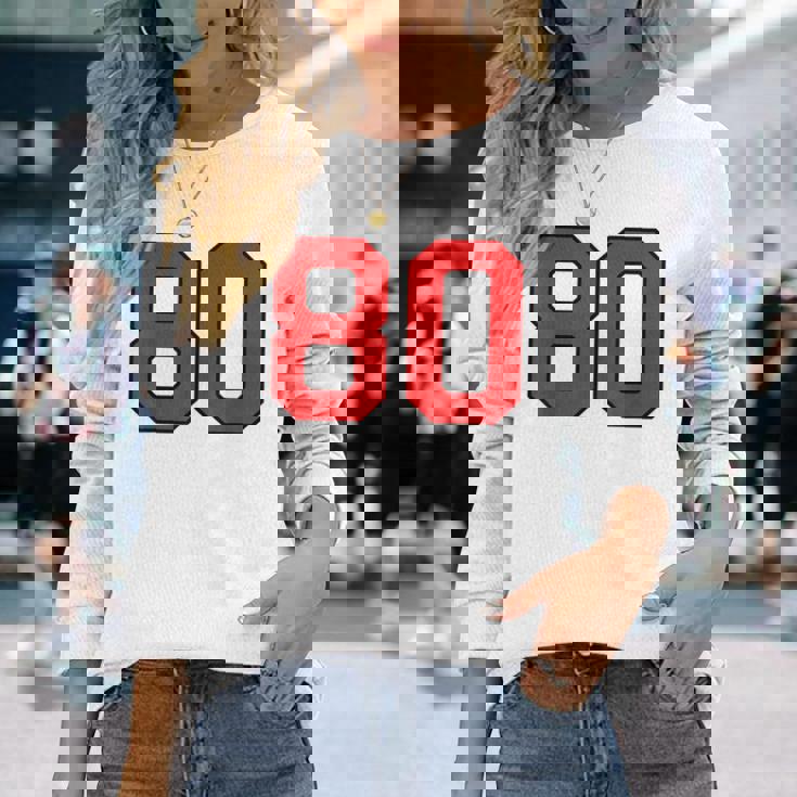 ラッキーナンバー80 クラシックカレッジアメリカン代表チームのファンプレイヤー 長袖Tシャツ 彼女への贈り物