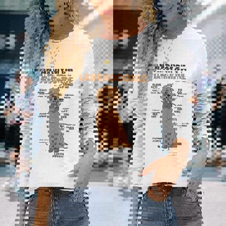 ラブラドゥードルの解剖学かわいい犬面白い犬ラブラドゥードル 長袖Tシャツ 彼女への贈り物