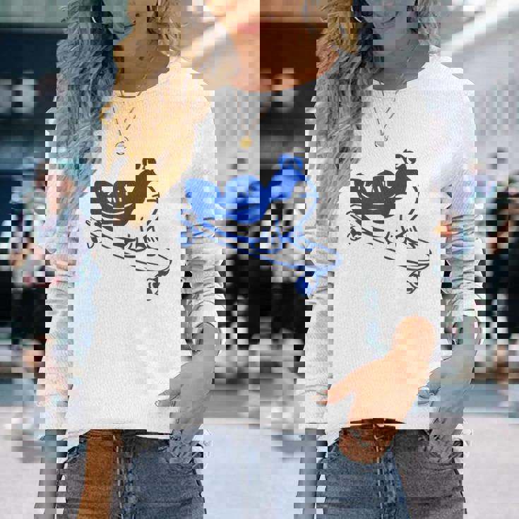 ロングボードライダーのためのミニマルアート。ボード上のマッドスキッパー。 長袖Tシャツ 彼女への贈り物