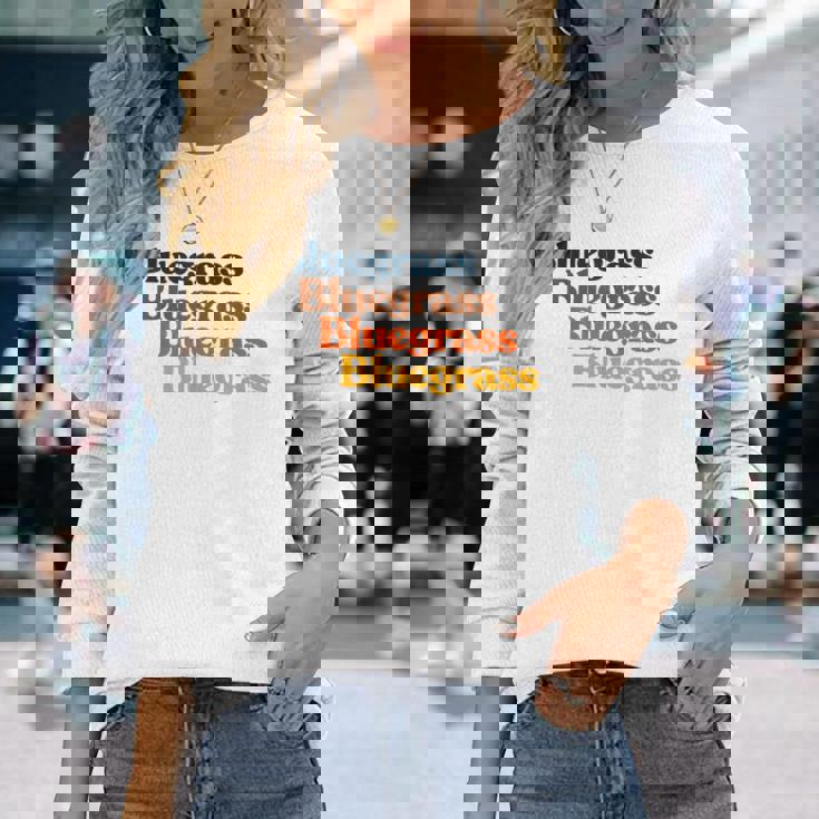 ヴィンテージ 70年代 ブルーグラス タイポグラフィ レトロ バイブ 長袖Tシャツ 彼女への贈り物