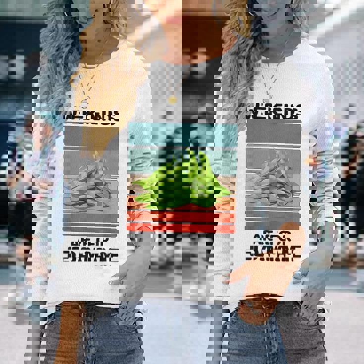 ヴィンテージ 枝豆 食べ物好き 週末は枝豆好きの人へ 長袖Tシャツ 彼女への贈り物