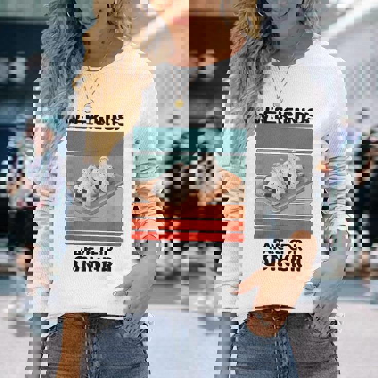 ヴィンテージおにぎりフードラバーウィークエンドはおにぎり好きの為 長袖Tシャツ 彼女への贈り物