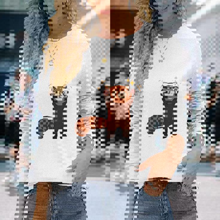 五十歩ひゃっほう レッサーパンダ ネタ ことわざ ことわざのもじり ジョーク ギャグ ダジャレ ツッコミ おもしろ 長袖tシャツ 長袖Tシャツ 彼女への贈り物