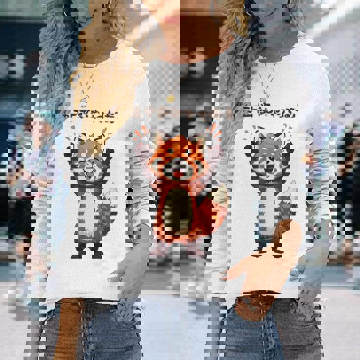 五十歩ひゃっほう レッサーパンダ ネタ ことわざ ことわざのもじり ジョーク ギャグ ダジャレ ツッコミ おもしろ メン 長袖Tシャツ 彼女への贈り物