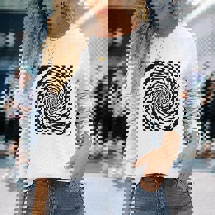 催眠術師 ヒプノシス グラフィック 目の錯覚 トリッピー スパイラル 幾何学模様 長袖Tシャツ 彼女への贈り物
