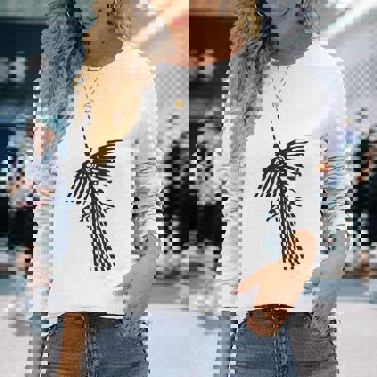 南米のペルーナスカラインハチドリコンドルのシルエット。 長袖Tシャツ 彼女への贈り物