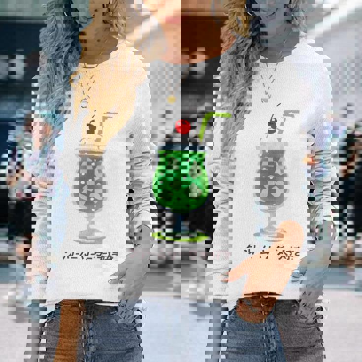 和風クリームソーダ レトロ メロンフロート カワイイ 美学 長袖Tシャツ 彼女への贈り物