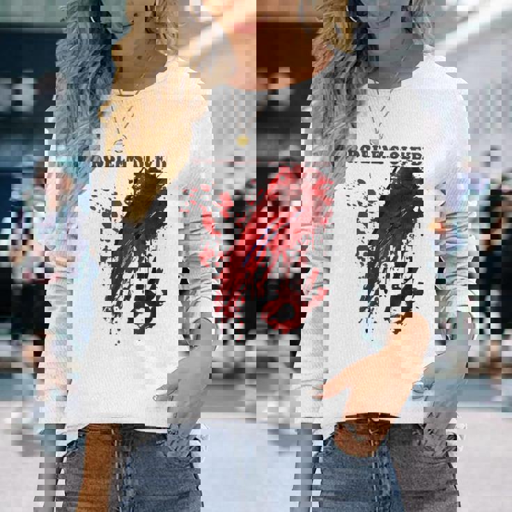 問題解決 血まみれのシャツ 血まみれのホラー 長袖Tシャツ 彼女への贈り物