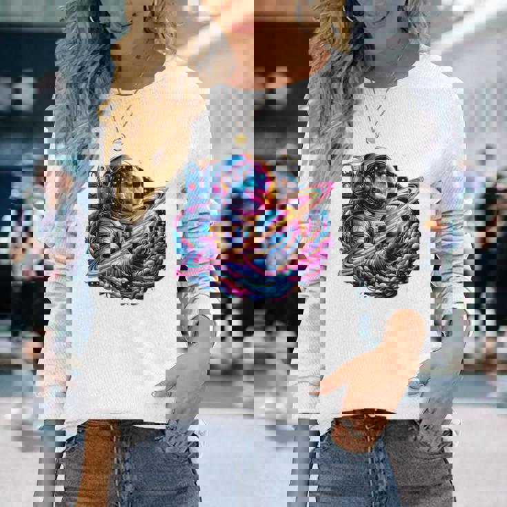 宇宙飛行士 惑星 科学 メンズ 宇宙 アート 宇宙飛行士 長袖tシャツ 長袖Tシャツ 彼女への贈り物