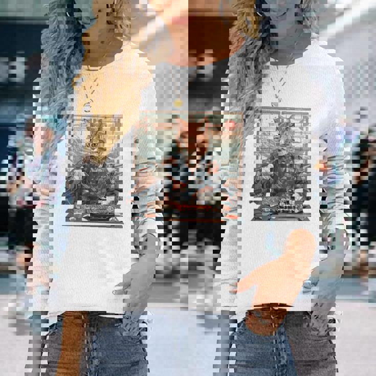 寿司好き ヴィンテージ 子猫 伝統 日本の芸術 猫 長袖tシャツ 長袖Tシャツ 彼女への贈り物