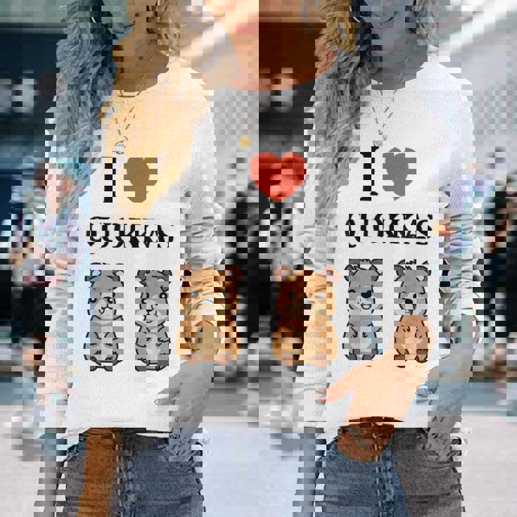 小さな赤ちゃんクオッカのユーモア動物は大好きです私はクオッカが大好きです 長袖Tシャツ 彼女への贈り物