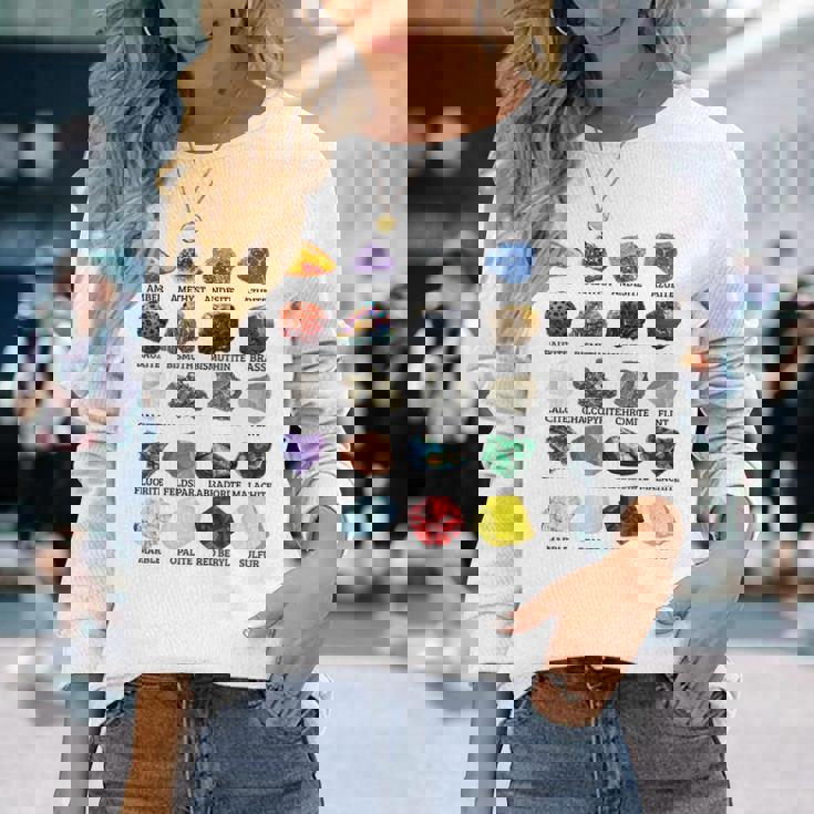 岩石・鉱物の種類 宝石学・地質学 教育 長袖Tシャツ 彼女への贈り物