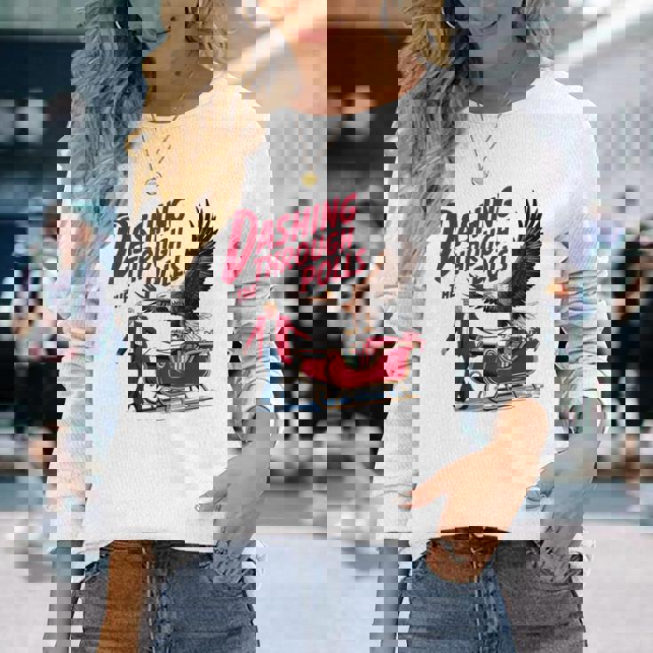 投票を駆け抜ける 面白い選挙結果 トランプ クリスマス 長袖Tシャツ 彼女への贈り物