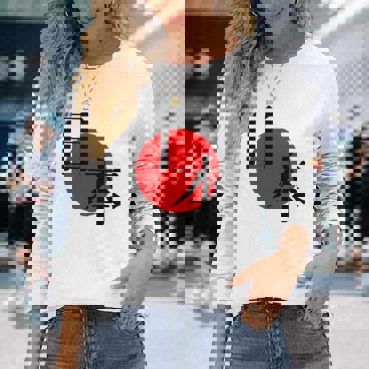 日の丸日本 国旗 ワンポイント 長袖Tシャツ 彼女への贈り物