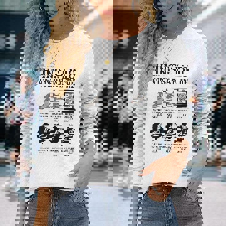 暇つぶし アザラシ 海 シーライフ かわいい 海 動物好き 長袖Tシャツ 彼女への贈り物