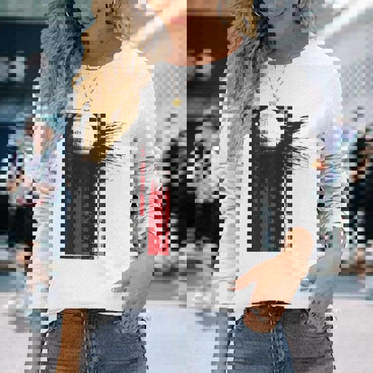 月 抽象 モチーフ 描画 アートワーク 絵画 月 長袖Tシャツ 彼女への贈り物