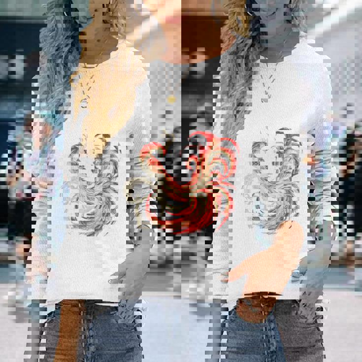 朱雀 不死鳥 火の鳥 フェニックス 漢字 イラスト バックプリント 長袖Tシャツ 彼女への贈り物