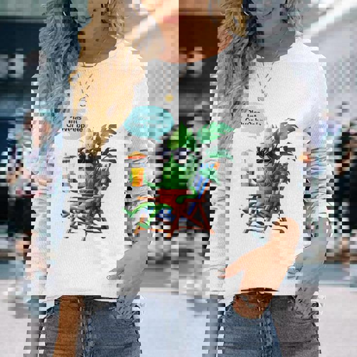 植物より人間 長袖tシャツ 長袖Tシャツ 彼女への贈り物