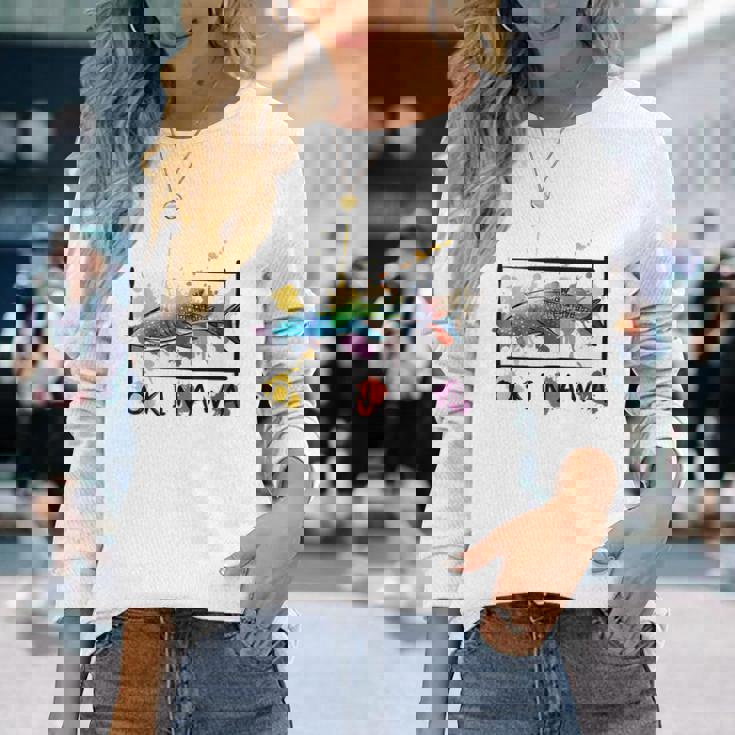 沖縄 ホエールシャークペイント スプラッター かわいい沖縄お土産 長袖Tシャツ 彼女への贈り物