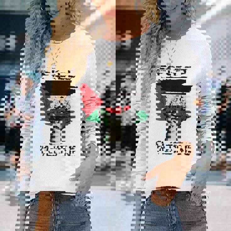 無料のパレスチナ服 長袖Tシャツ 彼女への贈り物