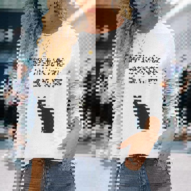 猫のごはん代をかせぐために働いています 長袖Tシャツ 彼女への贈り物