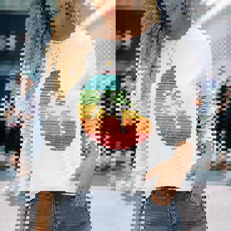 バックプリント 登山、ボルダリング、フリークライミングシルエット 長袖Tシャツ 彼女への贈り物