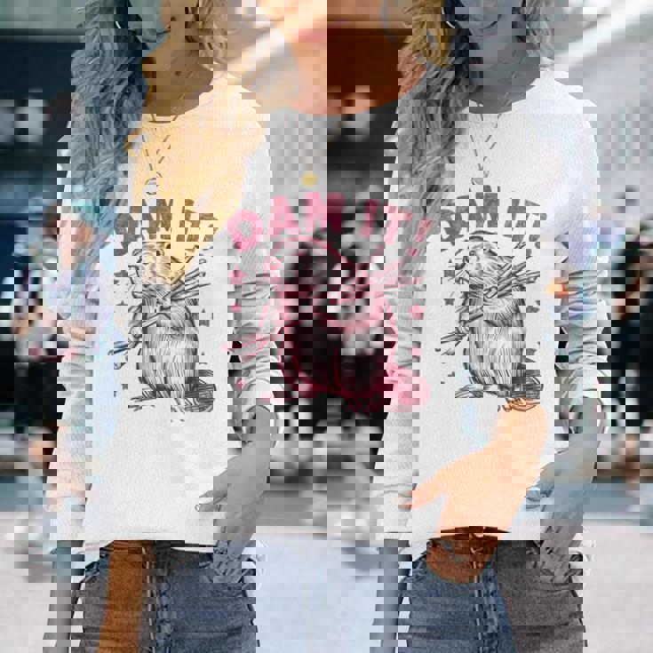 皮肉なビーバー 長袖Tシャツ 彼女への贈り物