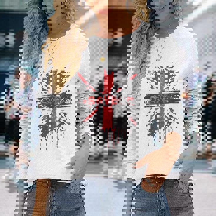 神は貧しい王のcor冠式パンクグラフィティユニオンジャックを救う 長袖Tシャツ 彼女への贈り物