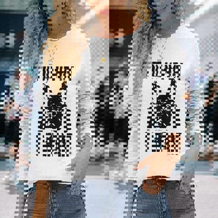 私がしたいことをする フレンチブルドッグ フレンチドッグ 犬 飼い主 犬 ギフト 長袖Tシャツ 彼女への贈り物