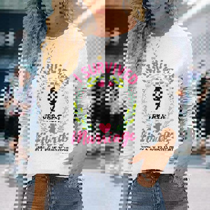 結婚9年 結婚9周年 長袖Tシャツ 彼女への贈り物