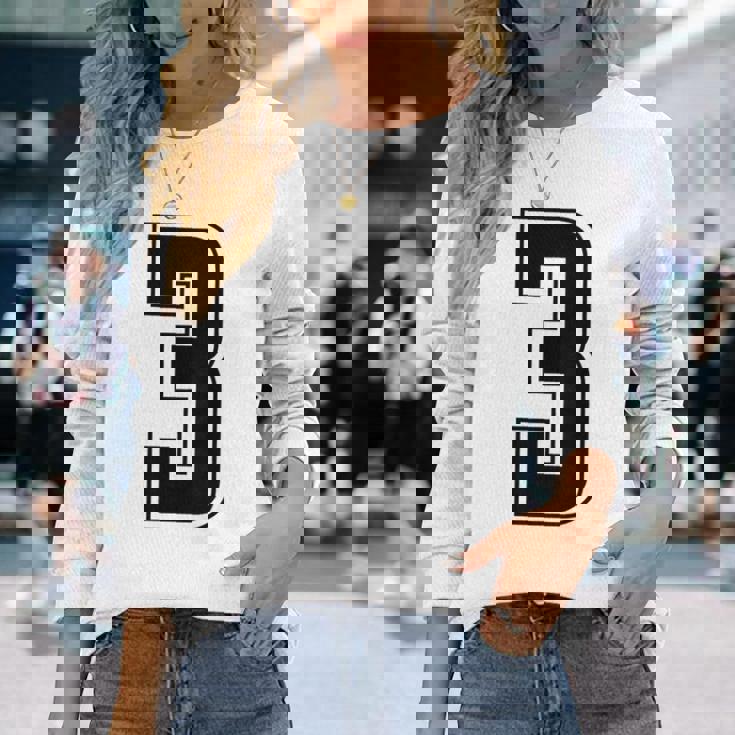 背番号 3 チーム短大スポーツ背番号付きユニフォーム 長袖Tシャツ 彼女への贈り物