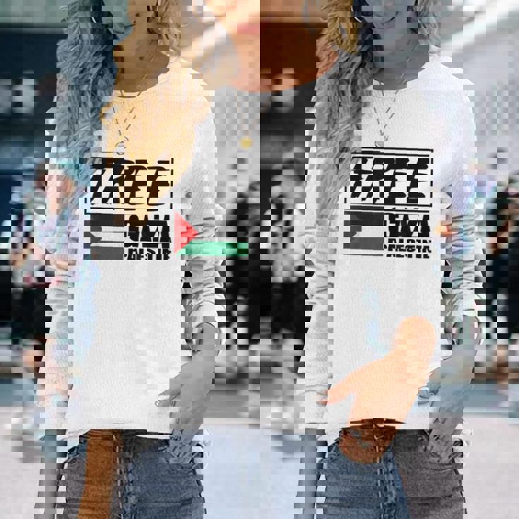 自由ガザ パレスチナ パレスチナ 国旗 自由パレスチナ ガザ 長袖Tシャツ 彼女への贈り物