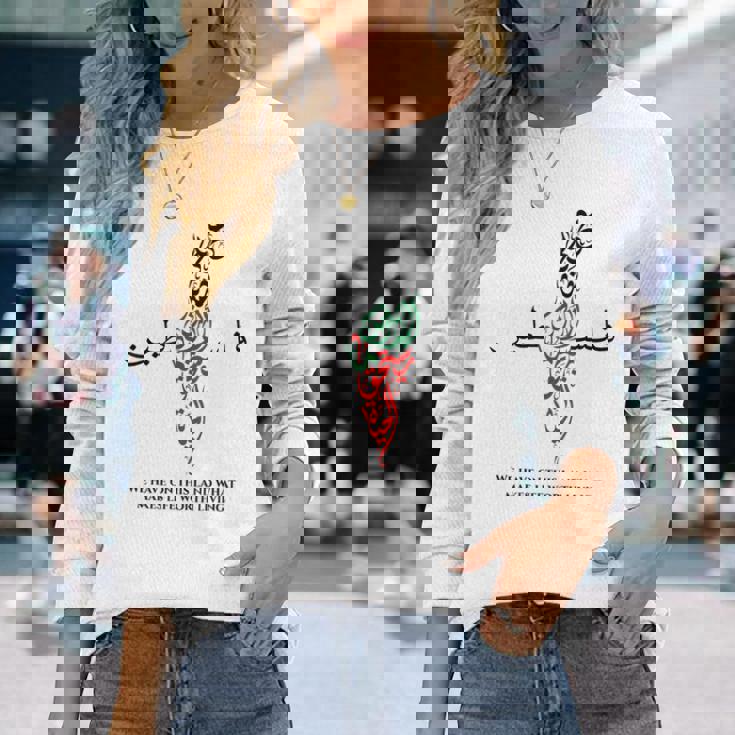 自由パレスチナ 長袖Tシャツ 彼女への贈り物