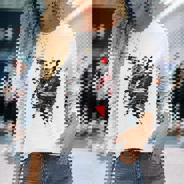 蛇 動物 モチーフ アートワーク 蛇 長袖Tシャツ 彼女への贈り物