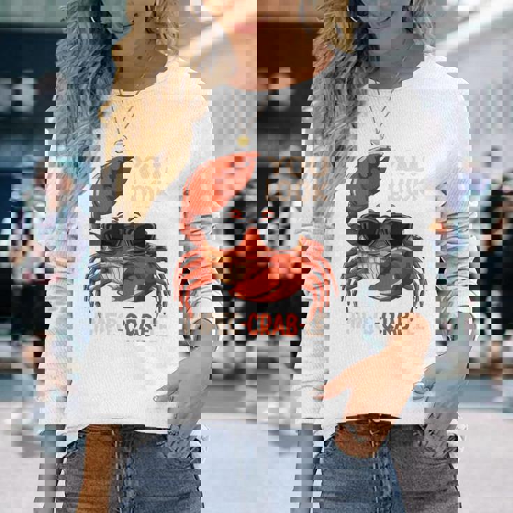 蟹 カニ 魚介類 涼しい かに 食べる 長袖tシャツ 長袖Tシャツ 彼女への贈り物