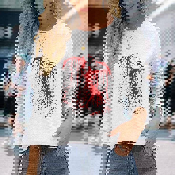 血まみれの傷 ハロウィンコスチューム 血はね けが ゾンビ 長袖Tシャツ 彼女への贈り物