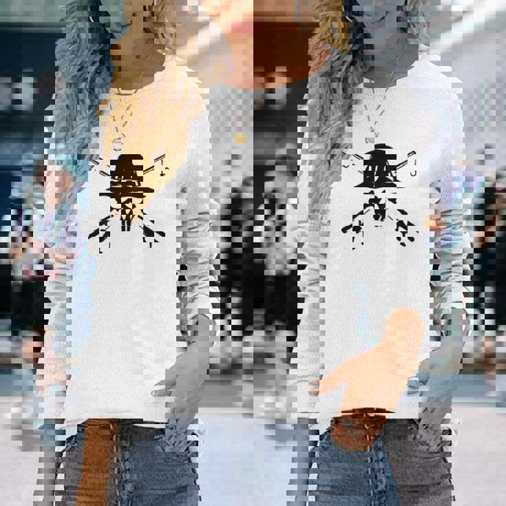 釣り帽子 釣り竿 スカル フィッシング バックプリント 長袖Tシャツ 彼女への贈り物