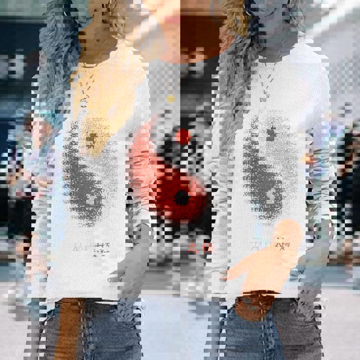 陰陽太極拳アート、背中にプリント 長袖Tシャツ 彼女への贈り物