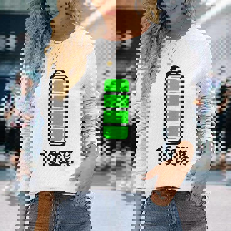 電池 100 フルバッテリー 長袖Tシャツ 彼女への贈り物