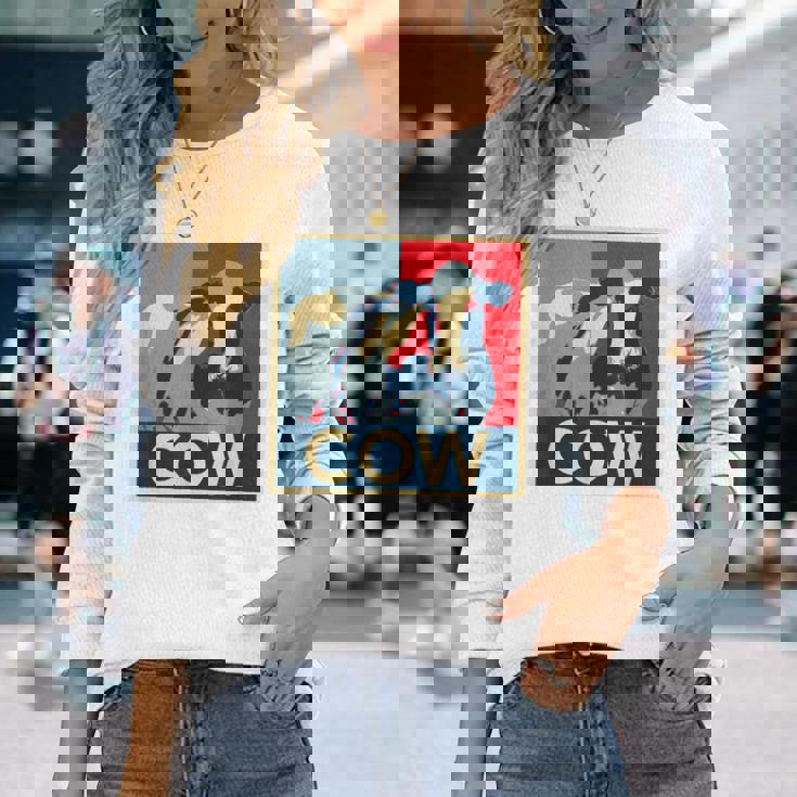 面白い 牛 牧場 動物 男性 面白い ギフト 子供 農業 農場 長袖Tシャツ 彼女への贈り物