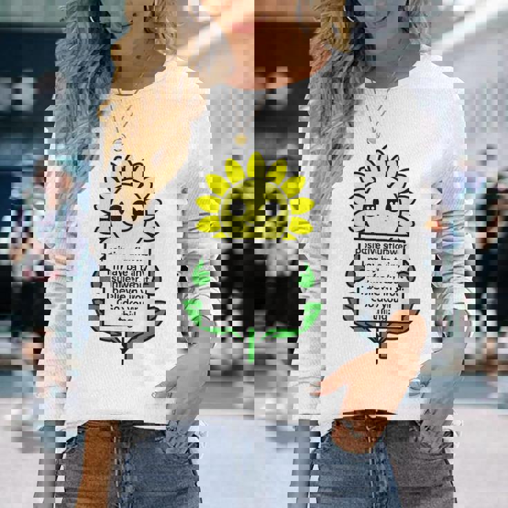 面白いひまわりおもちゃ ポジティブカード ポジティブヒマワリ 長袖Tシャツ 彼女への贈り物