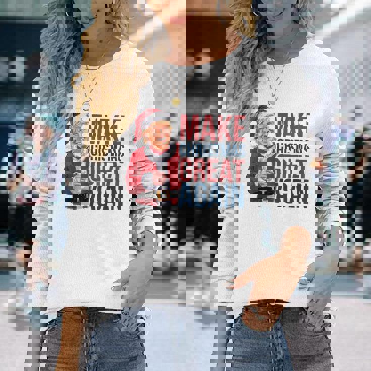 面白いクリスマスグレートアゲイントランプサンタファンusaホリデー 2024 長袖Tシャツ 彼女への贈り物